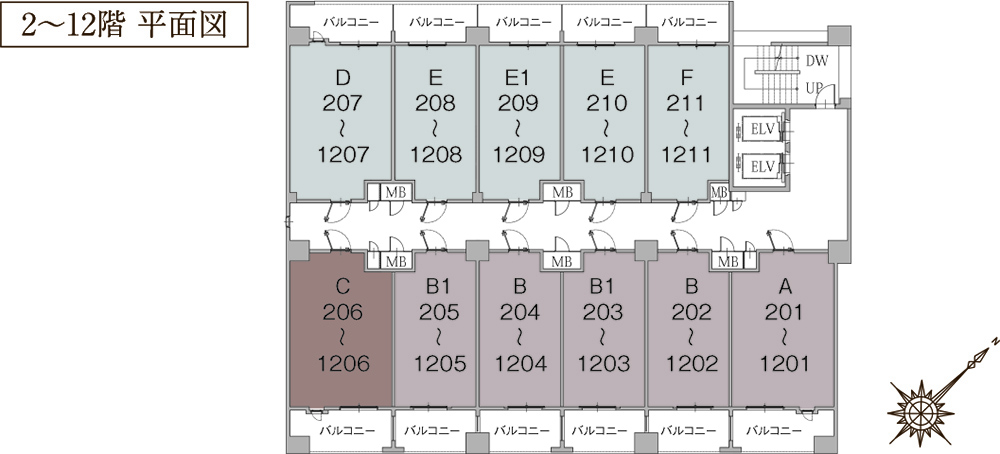 2～12階平面図